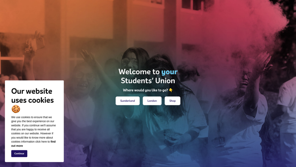 Screenshot of the University Of Sunderland Students' Union website