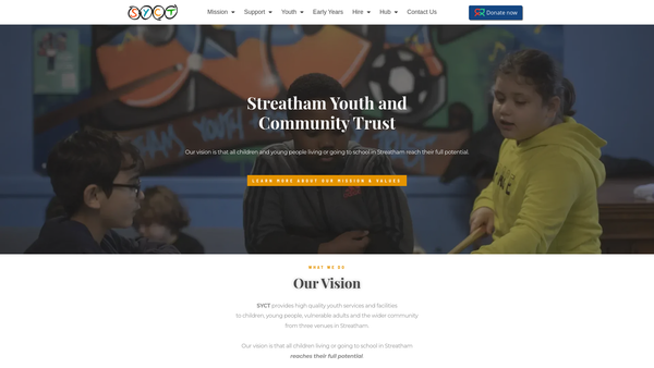 Screenshot of the Streatham Youth And Community Trust website