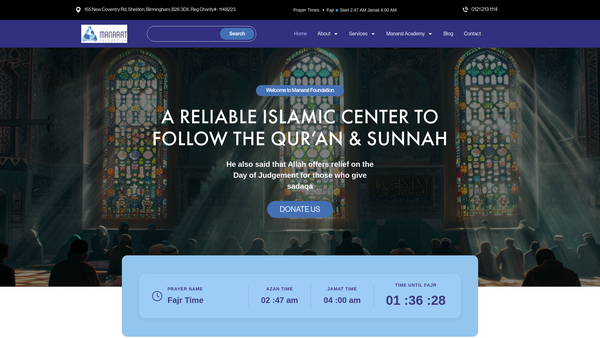 Screenshot of the Manarat Foundation website