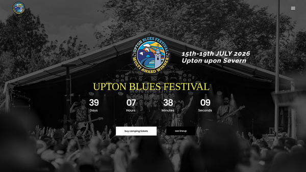 Screenshot of the Upton Festival Of Blues Limited website