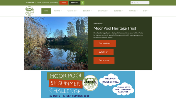 Screenshot of the Moor Pool Heritage Trust website