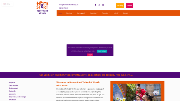 Screenshot of the Home-Start Telford & Wrekin website