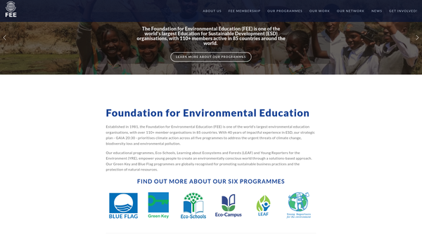 Screenshot of the Foundation For Environmental Education website