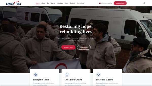 Screenshot of the Lifeline Help website