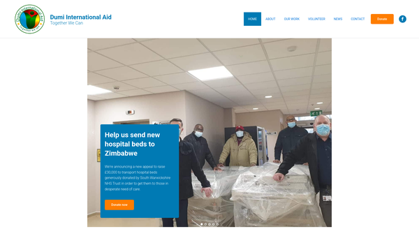 Screenshot of the Dumi International Aid website
