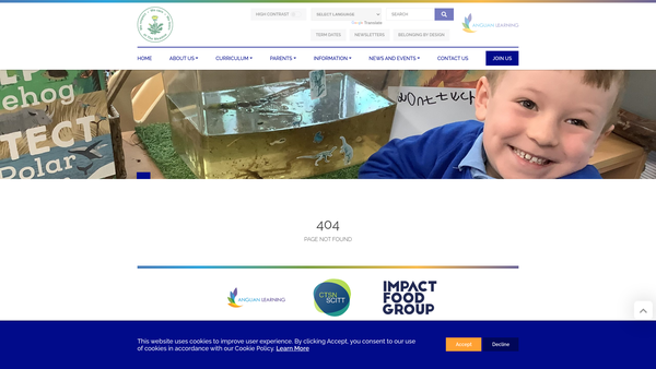 Screenshot of the Meadow School Parent Teacher Association website