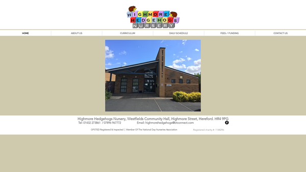 Screenshot of the Highmore Hedgehogs Nursery Limited website