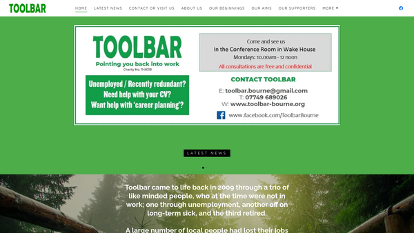 Screenshot of the Toolbar website