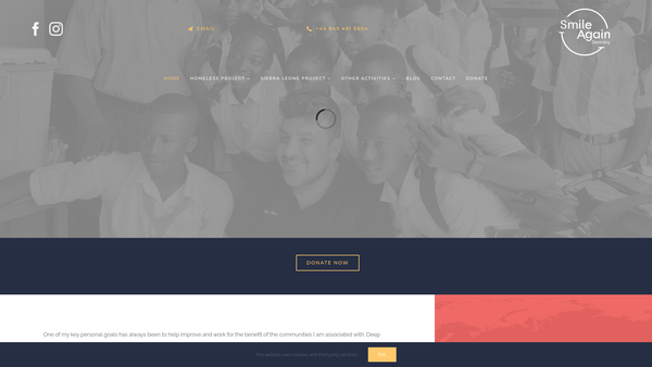 Screenshot of the Smile Again website