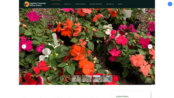 Screenshot of the Poppleton Community Railway Nursery website
