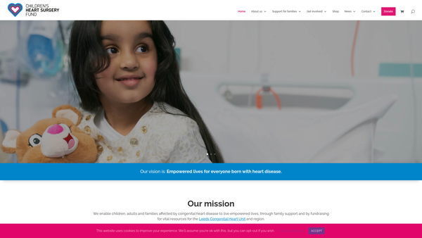 Screenshot of the Children's Heart Surgery Fund website