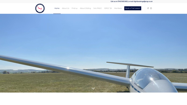 Screenshot of the Portsmouth Naval Gliding Centre website