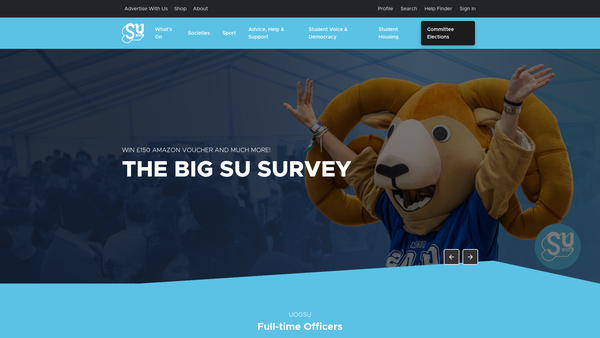Screenshot of the The University Of Gloucestershire Students' Union website
