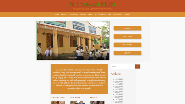 Screenshot of the The Sarvam Trust website