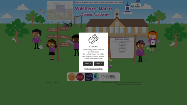 Screenshot of the Partners Of Wilshere-Dacre Academy website