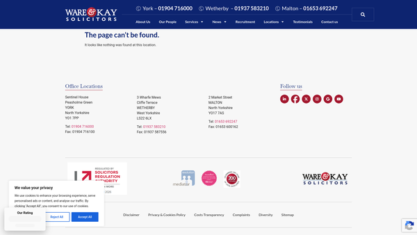 Screenshot of the Wilfred Jackson Will Trust website