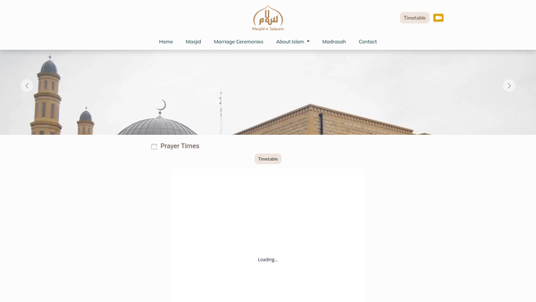 Screenshot of the Preston Muslim Society, Masjid-E-Salaam website