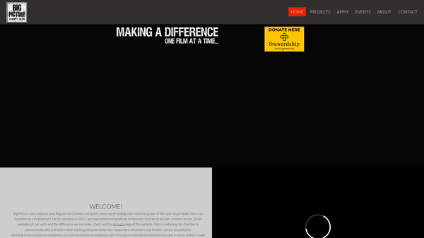 Screenshot of the Big Picture Charity Films website