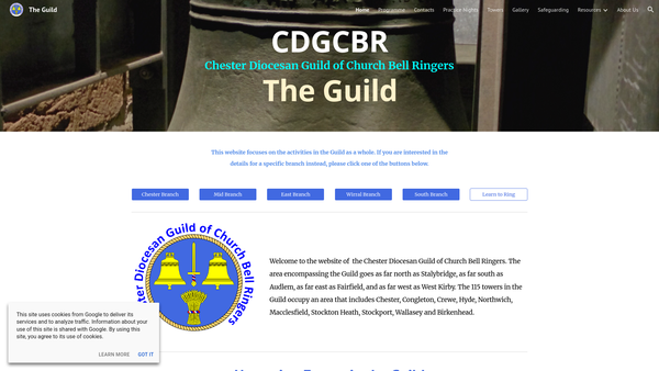 Screenshot of the Chester Diocesan Guild Of Church Bell Ringers website