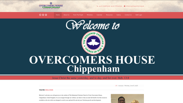 Screenshot of the The Redeemed Christian Church Of God Overcomers House Chippenham website
