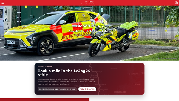 Screenshot of the Bloodrun Evs website