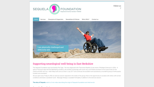 Screenshot of the Sequela Foundation website