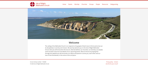 Screenshot of the The Methodist Church Isle Of Wight Circuit website