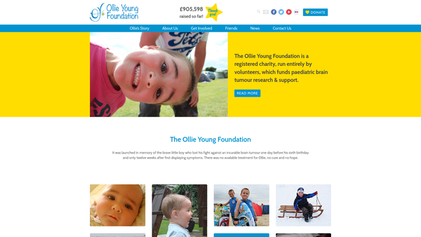 Screenshot of the Ollie Young Foundation website