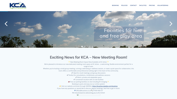 Screenshot of the Kings Cliffe & Area Community Sports Project Limited website