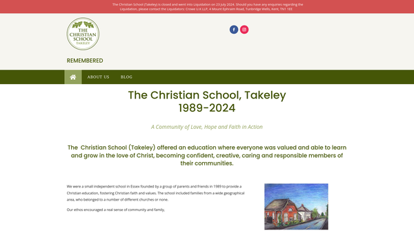 Screenshot of the The Christian School (Takeley) website