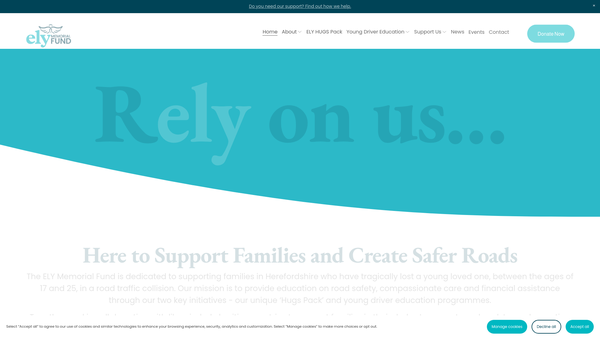 Screenshot of the The Ely Memorial Fund website