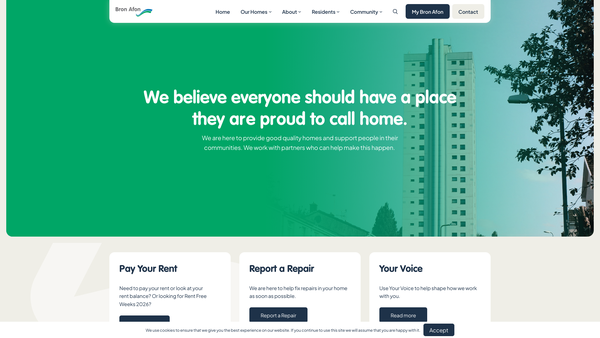 Screenshot of the Afon Community Trust website