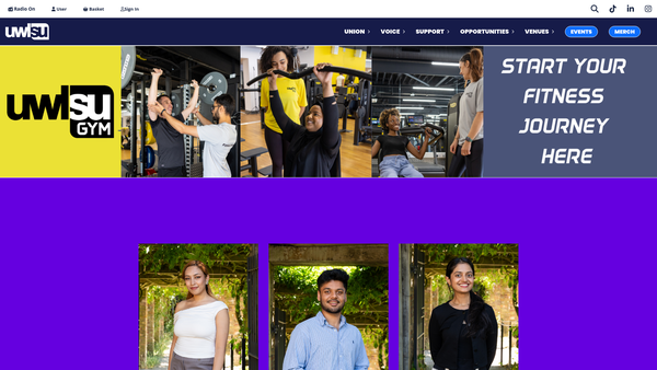Screenshot of the West London Students' Union website