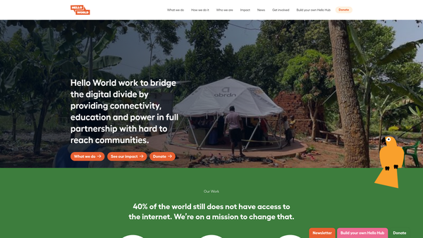 Screenshot of the Hello World website
