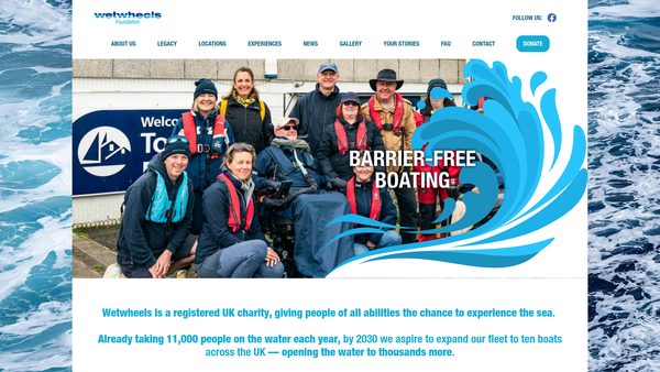 Screenshot of the Wetwheels Foundation website