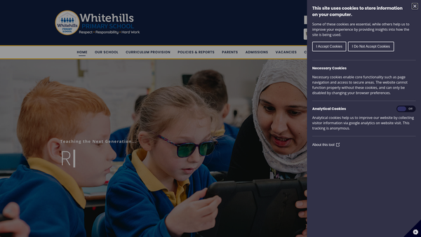 Screenshot of the Whitehills Parent Staff Association website