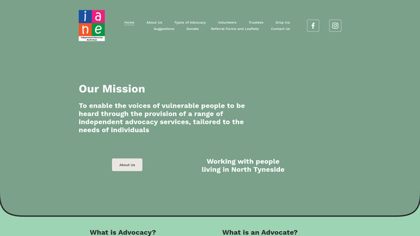 Screenshot of the Independent Advocacy North East website