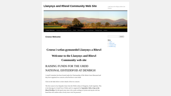 Screenshot of the Llanynys Community Playing Fields Association website