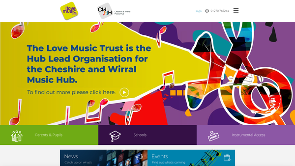 Screenshot of the Love Music Trust website