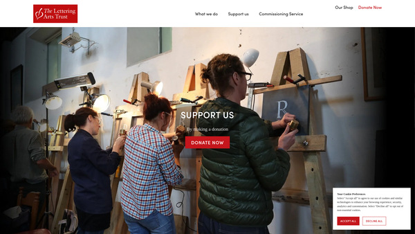 Screenshot of the The Lettering & Commemorative Arts Trust website