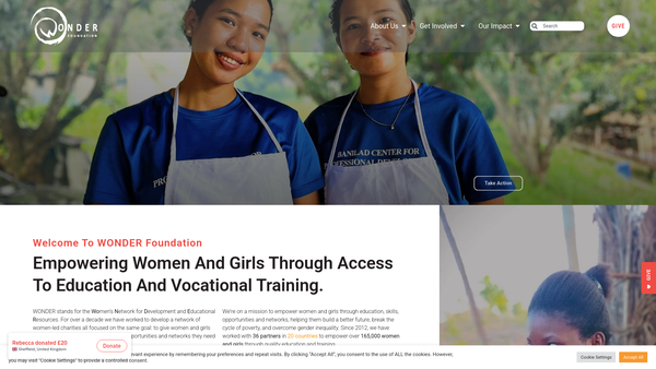 Screenshot of the Wonder Foundation website