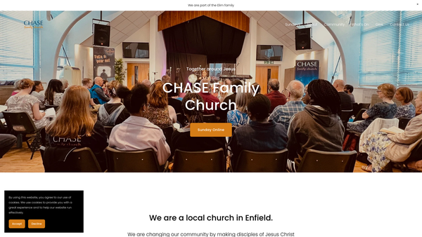 Screenshot of the Chase Family Church website