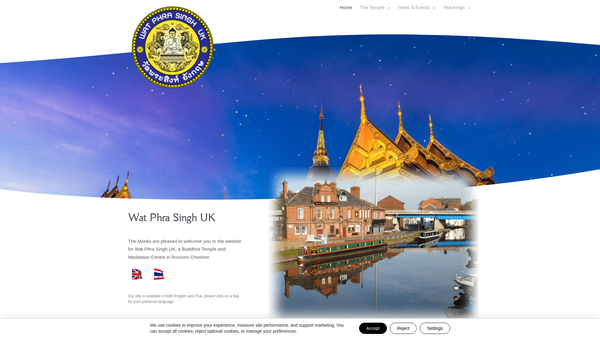 Screenshot of the Wat Phra Singh UK website
