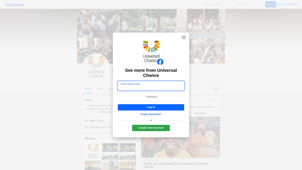 Screenshot of the Universal Chance website