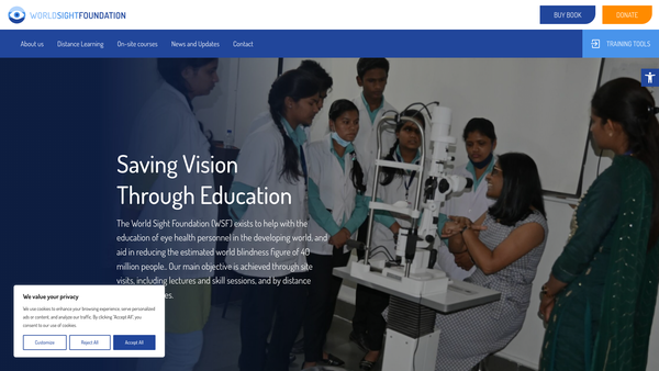 Screenshot of the World Sight Foundation website