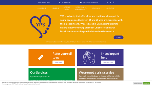 Screenshot of the Young People's Shop Ltd website