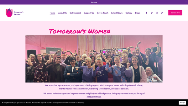Screenshot of the Tomorrow's Women website