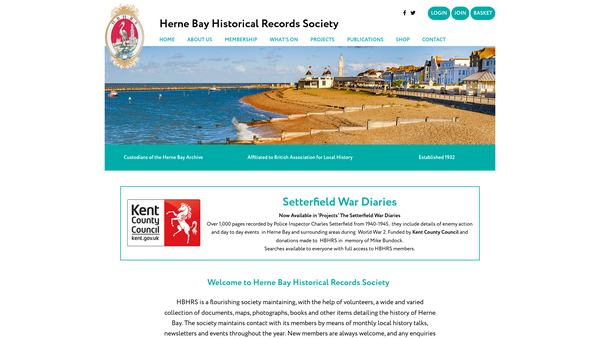 Screenshot of the Herne Bay Historical Records Society website