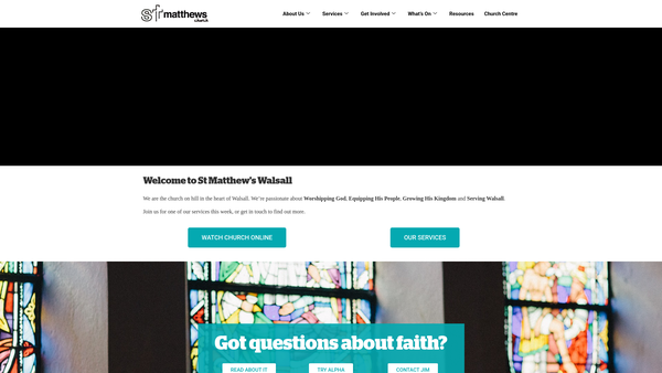 Screenshot of the The Parochial Church Council Of The Ecclesiastical Parish Of St Matthews, Walsall, Diocese Of Lichfield website