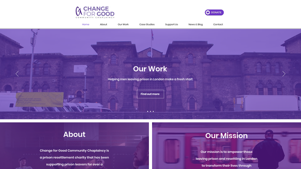 Screenshot of the Change For Good Community Chaplaincy Limited website